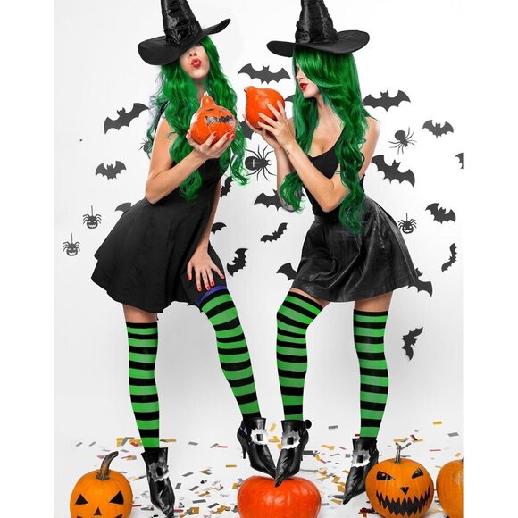 Halloween Witch Costume Accessories Set Shoes Cover Socks Hat Cosplay - Picture 5 of 7